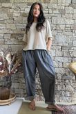 Rustic Nature Linen Blend Barrel Pant Washed Charcoal